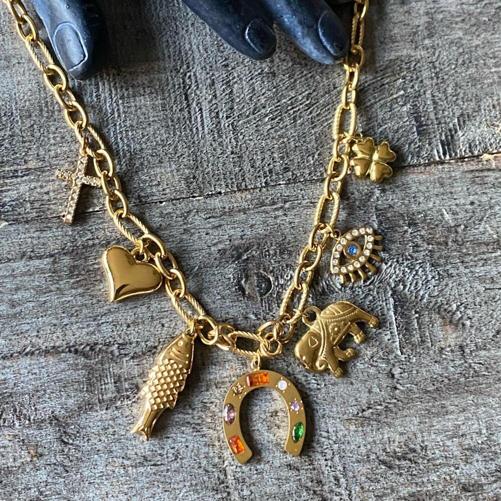 NEW Gold Lucky Charm Layering Necklace - Picture 3 of 8